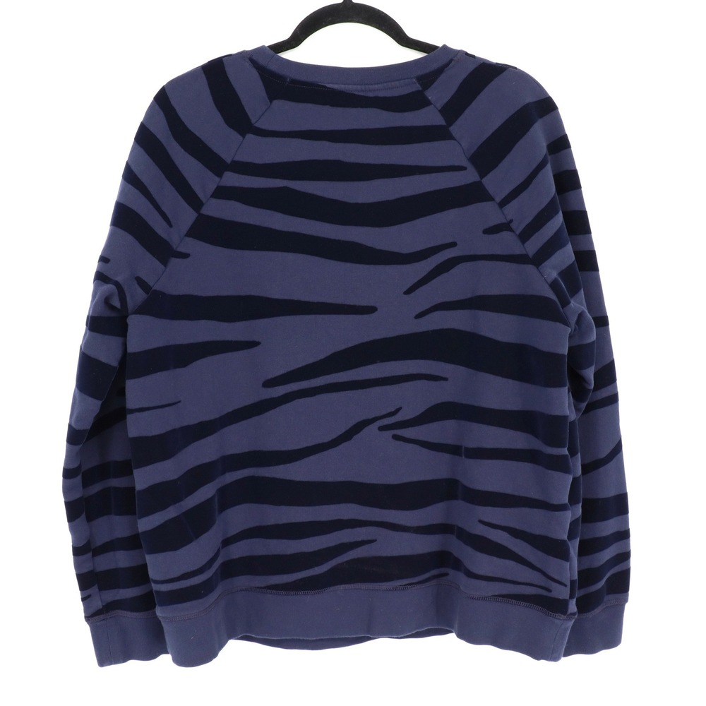BODEN Women's Crewneck Pullover Size L Navy Blue Flocked Zebra Print Sweatshirt - Picture 5 of 5